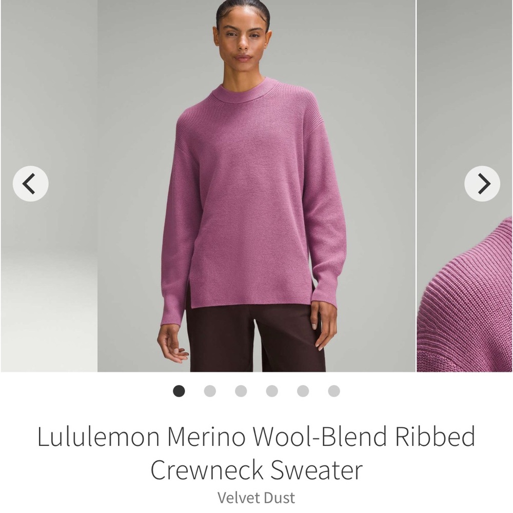 Lululemon Merino wool blend rib crewneck sweater velvet dust size 4 NWT $128